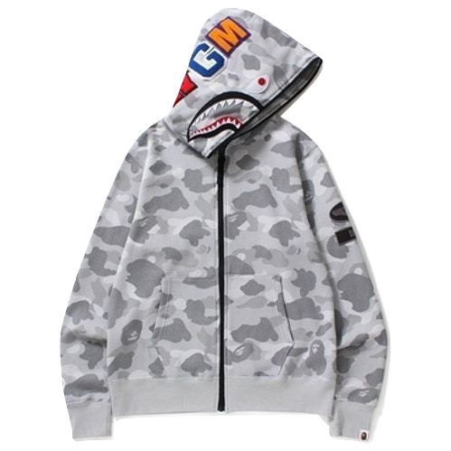 A Bathing Ape Dot Camo Shark Wide Full Zip Hoodie - Used