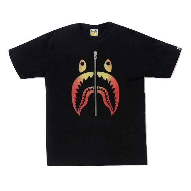 A Bathing Ape Glass Beads Gradation Shark Tee - Black/Red