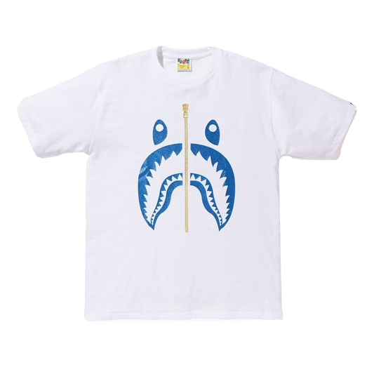 A Bathing Ape Glitter Shark Tee - White/Blue