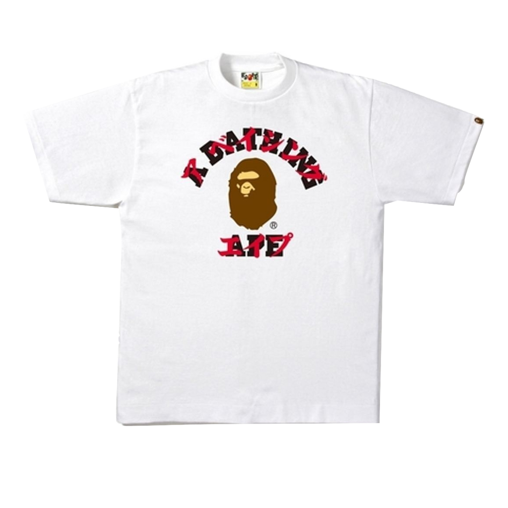 Bape Katakana College Tee - White