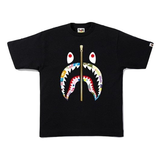 A Bathing Ape Multi Camo Shark Tee - Black