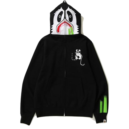 A Bathing Ape Panda Full Zip Hoodie - Black