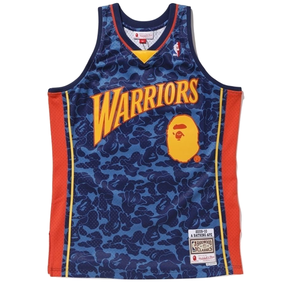 A Bathing Ape x Mitchell & Ness Warriors ABC Basketball Swingman Jersey - Navy