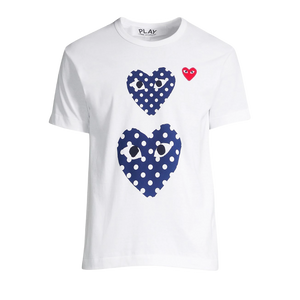 CDG Play Polka Dot Double Heart Tee - White