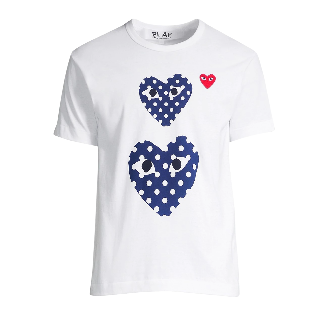 CDG Play Polka Dot Double Heart Tee - White