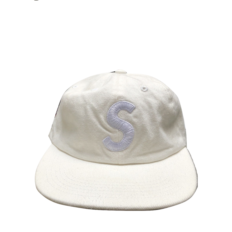 Supreme S Logo Washed Denim 6-Panel - White