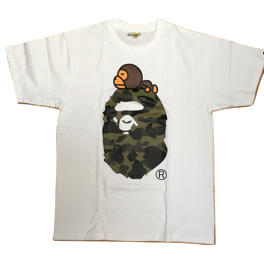 A Bathing Ape 1st Camo Milo On Big Ape Tee - White/Green Camo