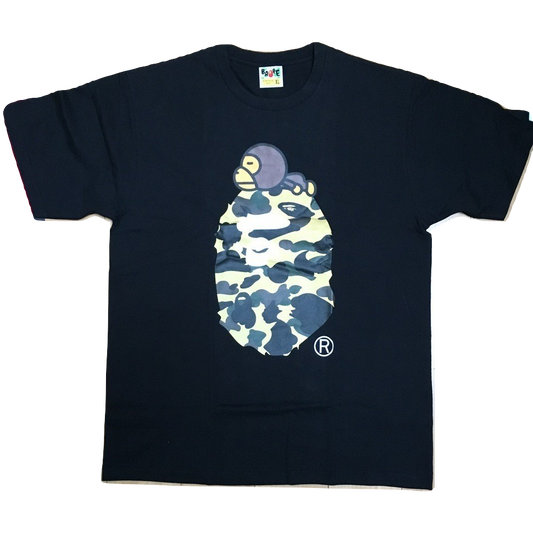 A Bathing Ape 1st Camo Milo On Big Ape Tee - Black/Yellow Camo