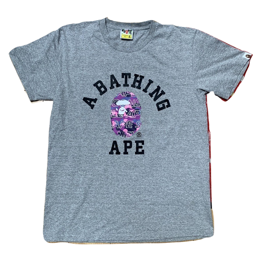 A Bathing Ape Color Camo ASNKA College Tee - Gray/Purple