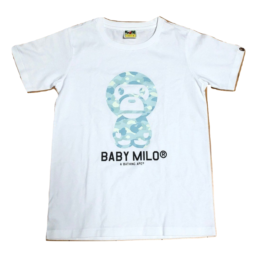 A Bathing Ape Baby Milo Tee Ladies - White/Blue Camo