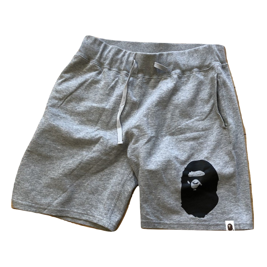 A Bathing Ape Head Sweat Shorts - Grey - Used