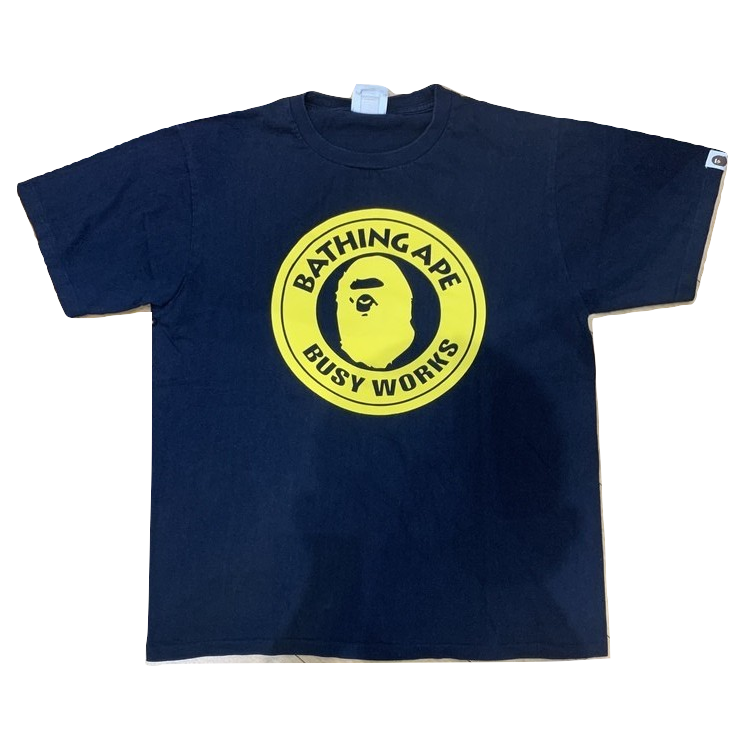 A Bathing Ape Busy Works Tee - Navy/Yellow