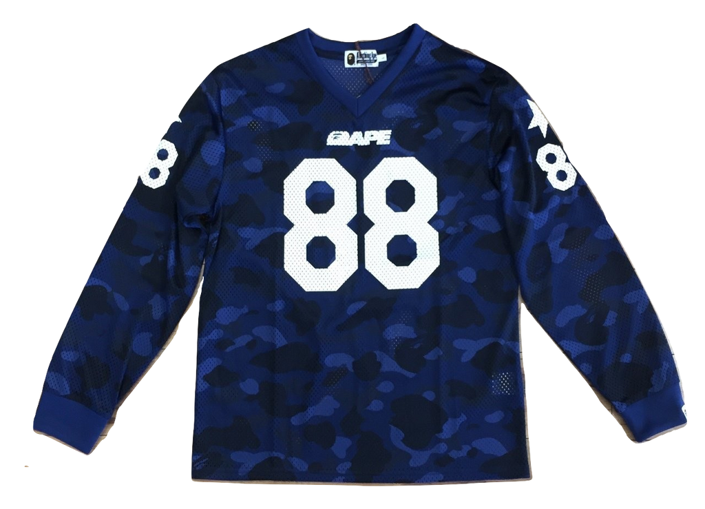 A Bathing Ape Color Camo Full Mesh Football L/S - Blue - Used