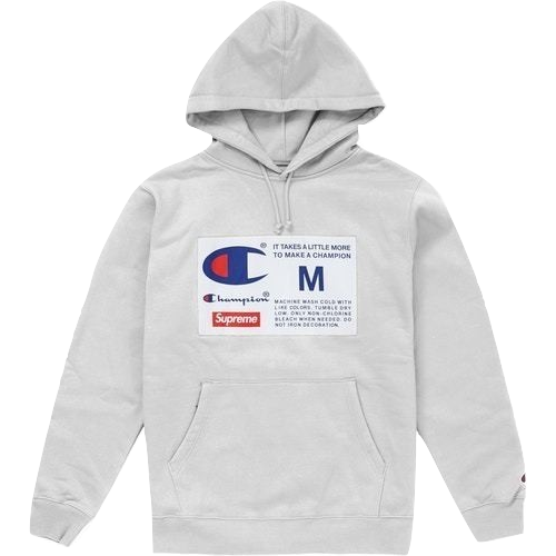 supreme champion label hooded sweatshirt