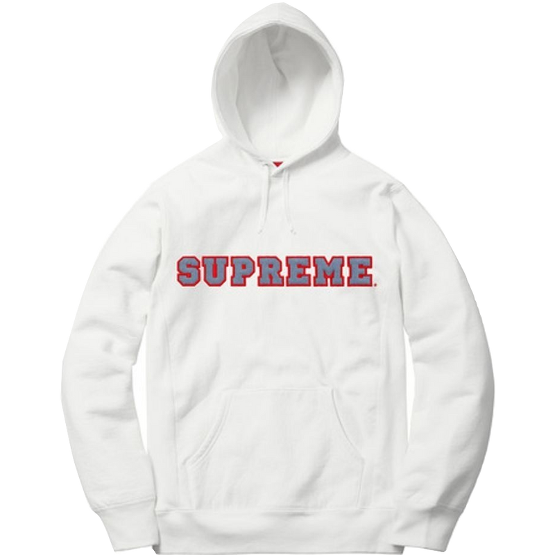 Supreme Cord Collegiate Logo Hooded Sweatshirt - White