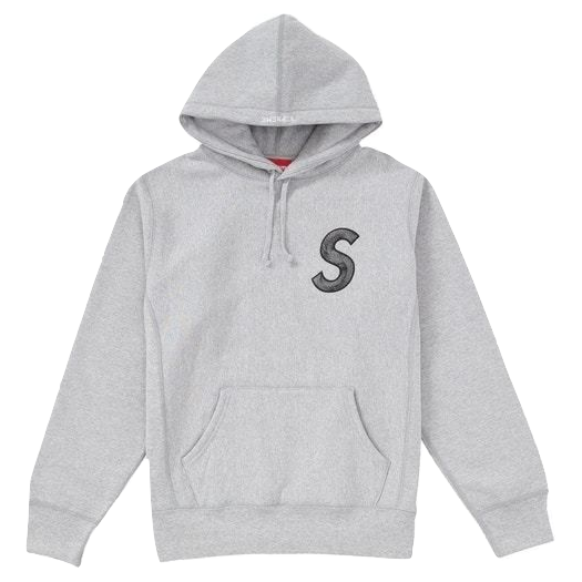 Supreme S Logo Hooded Sweatshirt - Heather Grey FW18 - Used