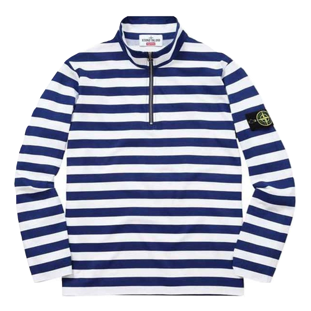 Supreme x Stone Island Quarter Zip Long Sleeve Top - Blue