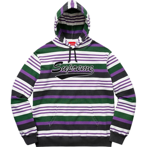 Supreme Stripe Hooded Sweatshirt - Purple/Green - Used