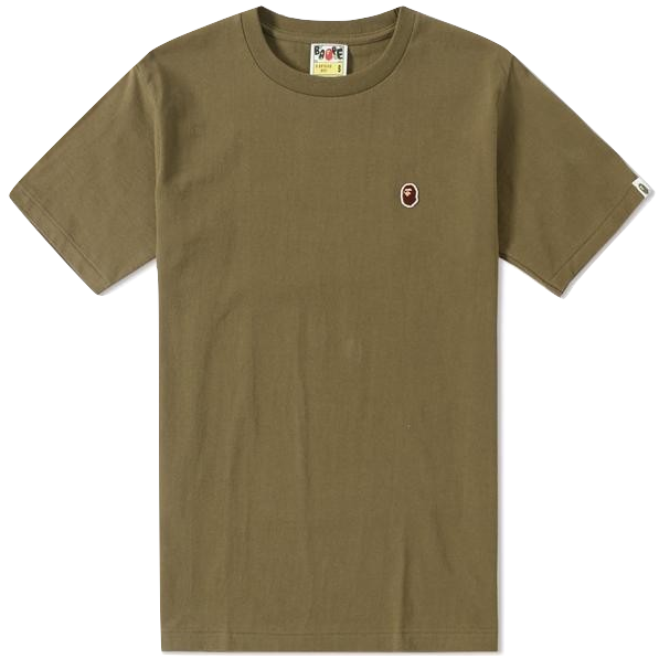 A Bathing Ape Bape Head Patch Tee - Olive