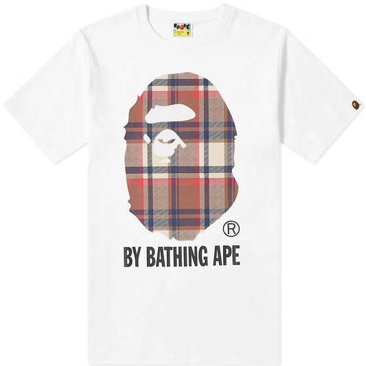 A Bathing Ape Check By Bathing Ape Tee - White/Red (FW21)