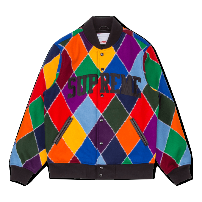 Supreme Harlequin Wool Varsity Jacket - Multicolor – Grails SF
