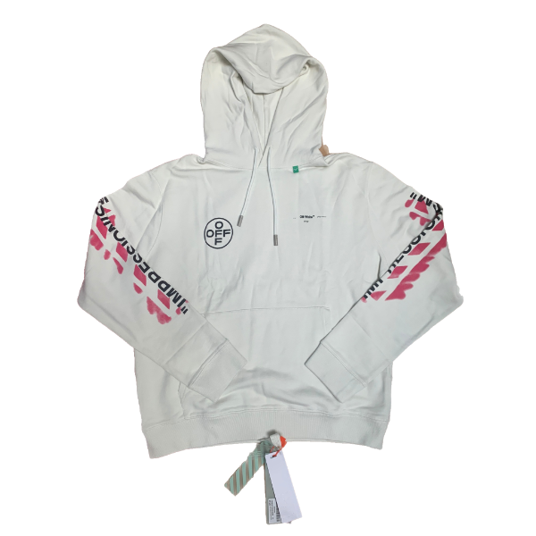 OFF White Diag Stencil Slim Hoodie - White/Pink