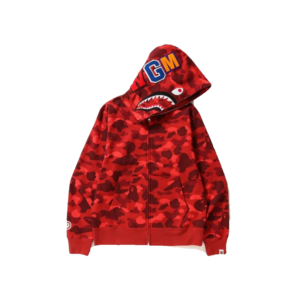 A Bathing Ape Color Camo Shark Full Zip Hoodie - Red - Used