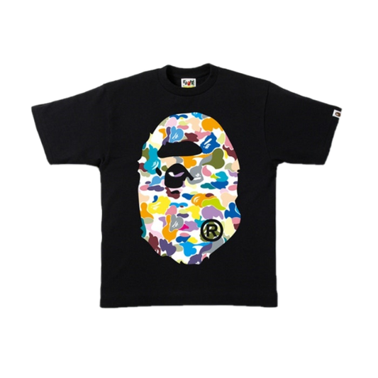 A Bathing Ape Multi Camo Big Ape Head Tee - Black