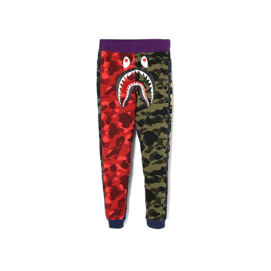 A Bathing Ape Mix Camo Shark Crazy Slim Sweatpants - Multicolor