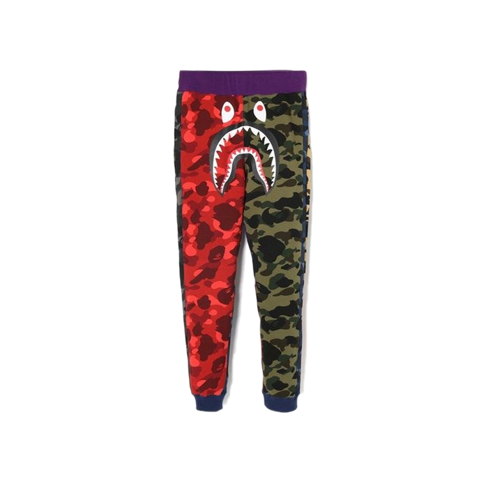 A Bathing Ape Mix Camo Shark Crazy Slim Sweatpants - Multicolor