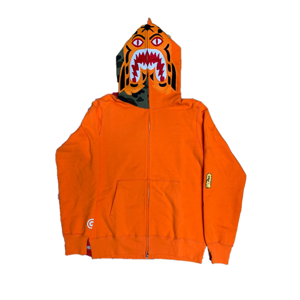 A Bathing Ape Funthera Militia Tiger Zip Up Hoodie - Orange