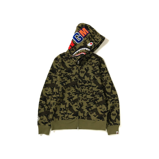 A Bathing Ape Desert Camo Shark Full ZIp Hooodie - Green