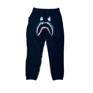 Bape Shark Slim Sweat Pant - Black/Green Camo Right Leg