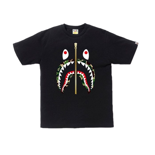 A Bathing Ape ABC Gold Zip Shark Tee - Black/Green