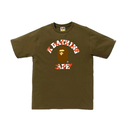 A Bathing Ape Katakana College Tee - Olive - Used