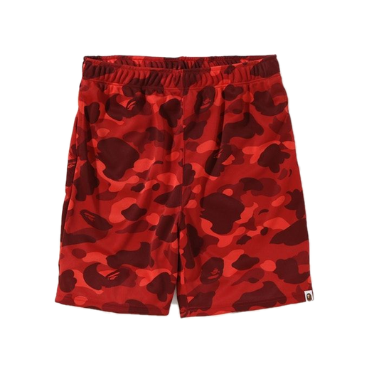 A Bathing Ape Color Camo Jersey Shorts - Red