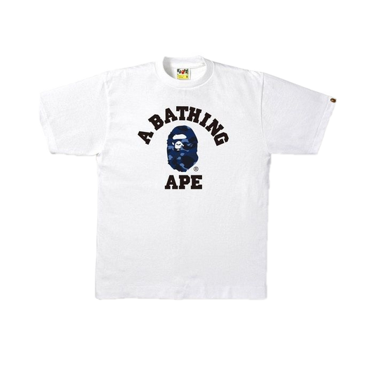 A Bathing Ape Color Camo College Tee - White/Navy