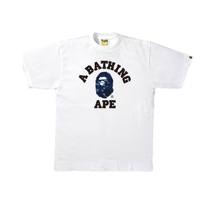 A Bathing Ape Color Camo College Tee - White/Navy