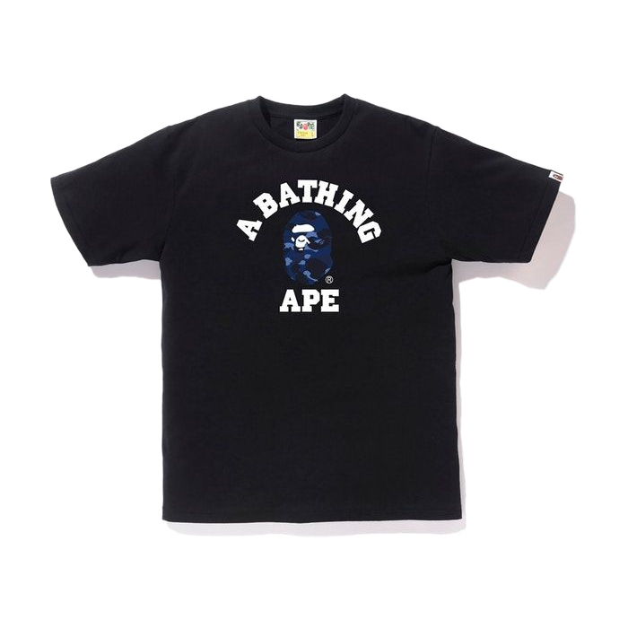 A Bathing Ape Color Camo College Tee - Black/Navy Camo