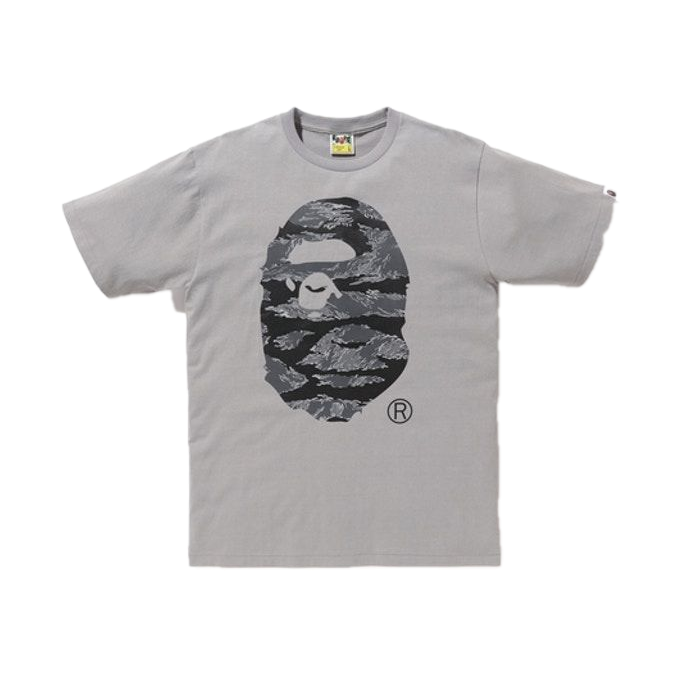 A Bathing Ape Tiger Camo Big Ape Head Tee - Gray - Used