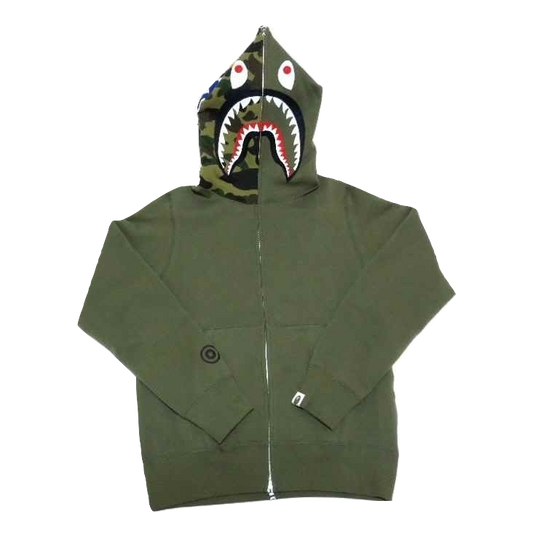 A Bathing Ape 1st Version Woodland Camo Shark Full Zip Hoodie