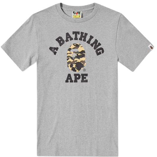 A Bathing Ape 1st Camo College Tee - Grey/Yellow Camo - Used