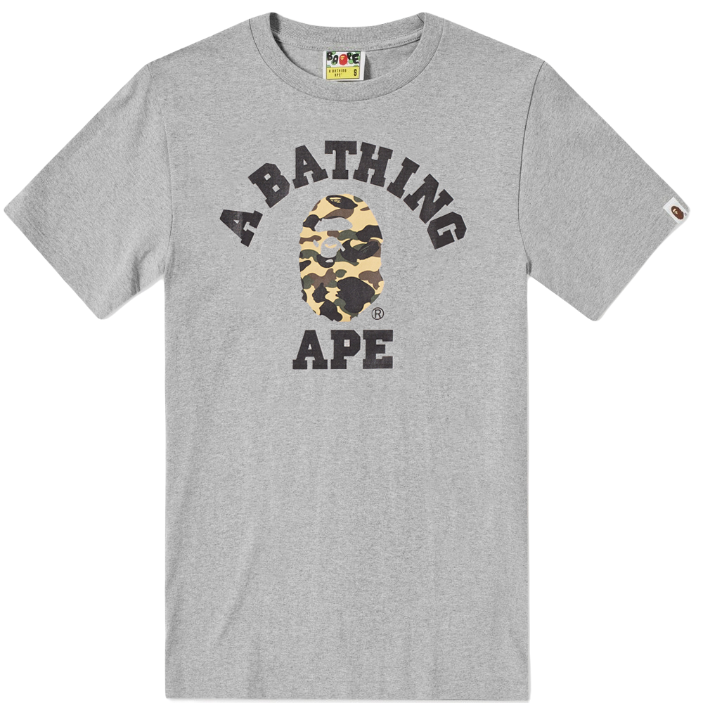 A Bathing Ape 1st Camo College Tee - Grey/Yellow Camo - Used