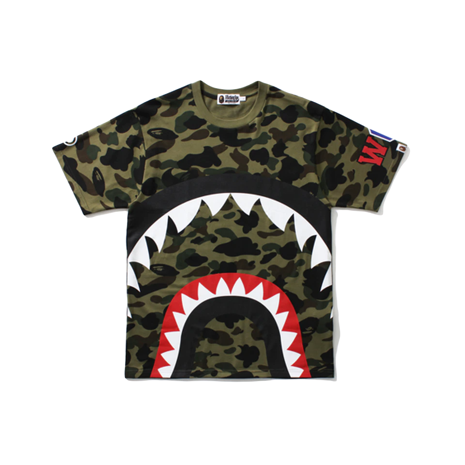 A Bathing Ape 1st Camo Big Shark Tee (Shark 8) - Green Camo