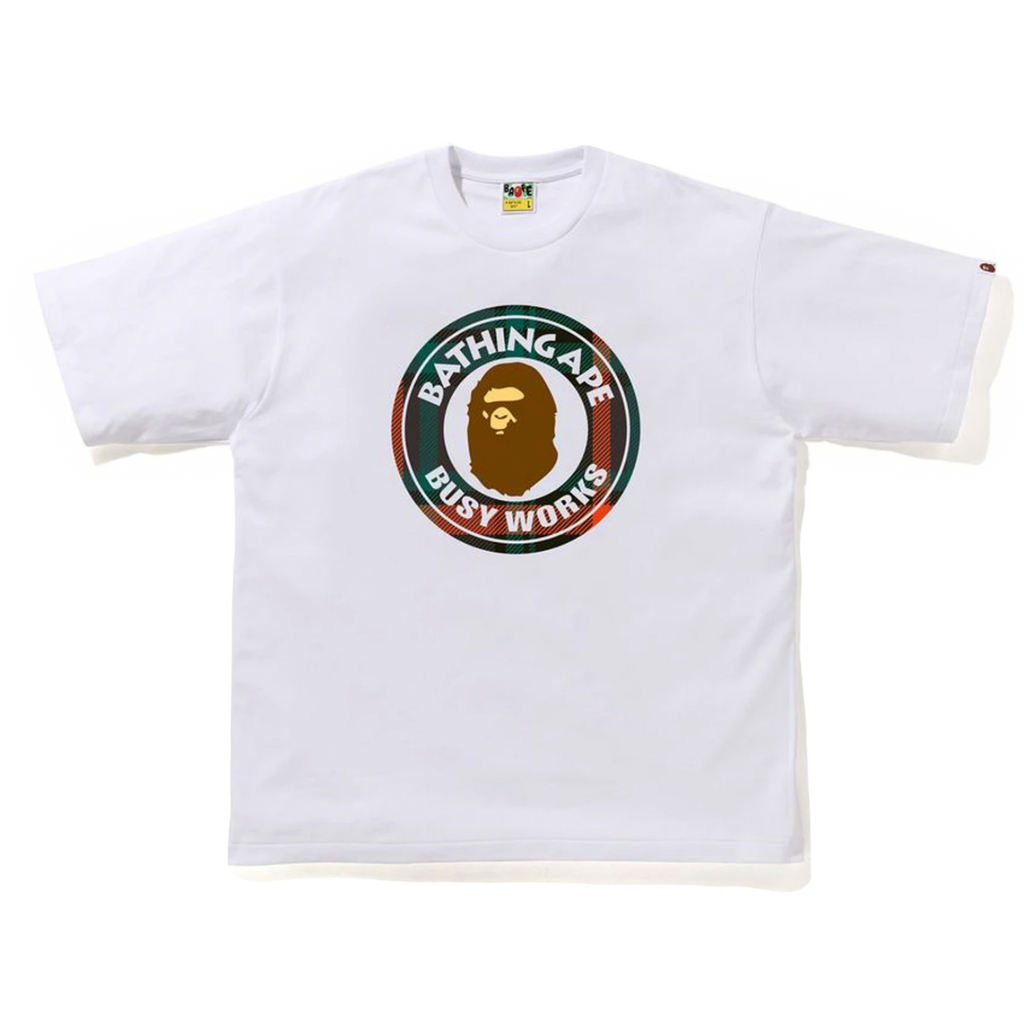 A Bathing Ape Check Busy Works Relaxed Tee - White/Green