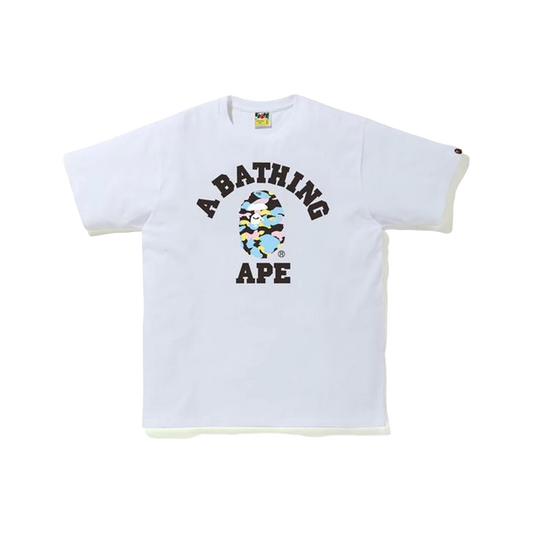 A Bathing Ape New Multi Camo College Tee - White