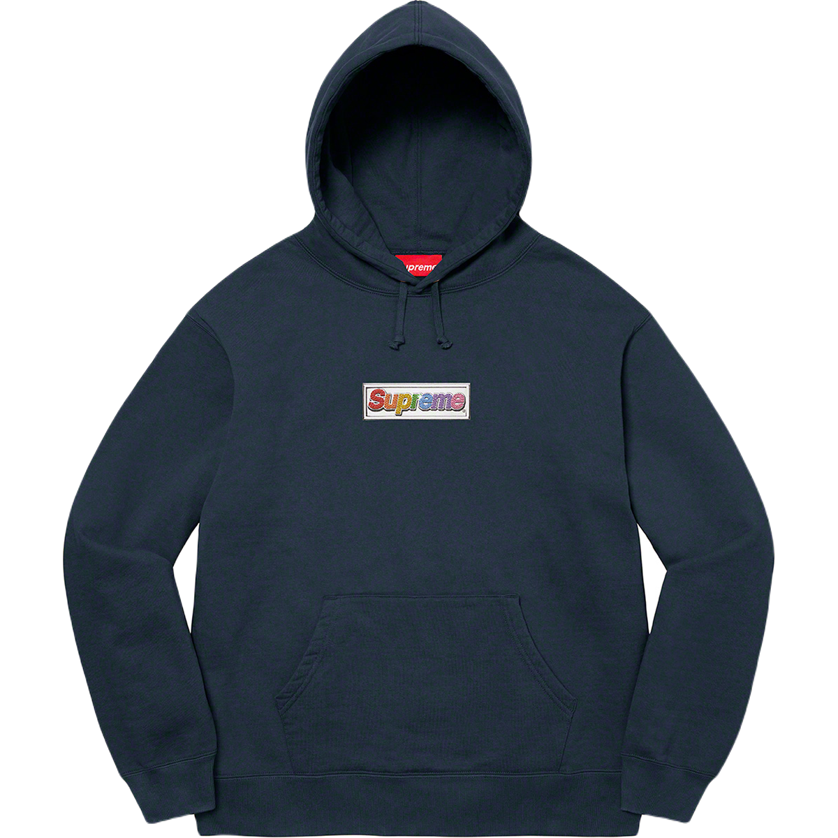 Supreme Bling Box Logo Hooded Sweatshirt Navy Men's - SS22 - US