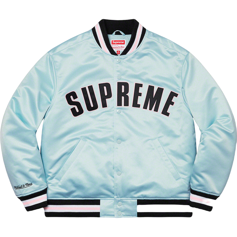 Supreme x Mitchell & Ness Satin Varsity Jacket - Light Blue – Grails SF