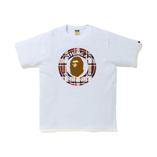 A Bathing Ape Check Busy Works Tee - White/Red