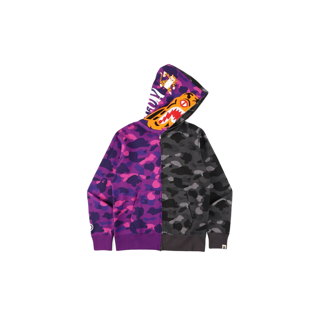 A Bathing Ape Color Camo Tiger Half Full Zip-Up - Purple